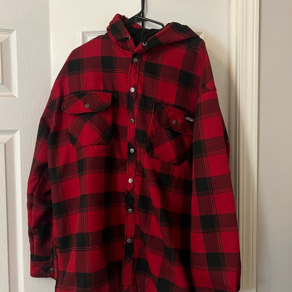 Dickies Red and Black Hooded Shirt